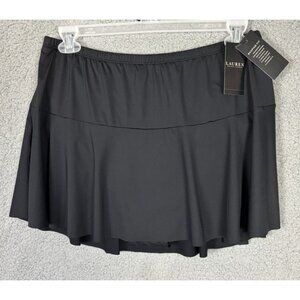 Lauren Ralph Lauren Women's Shaping Fit Swim Skirt Bottom Black 18W New With Tag